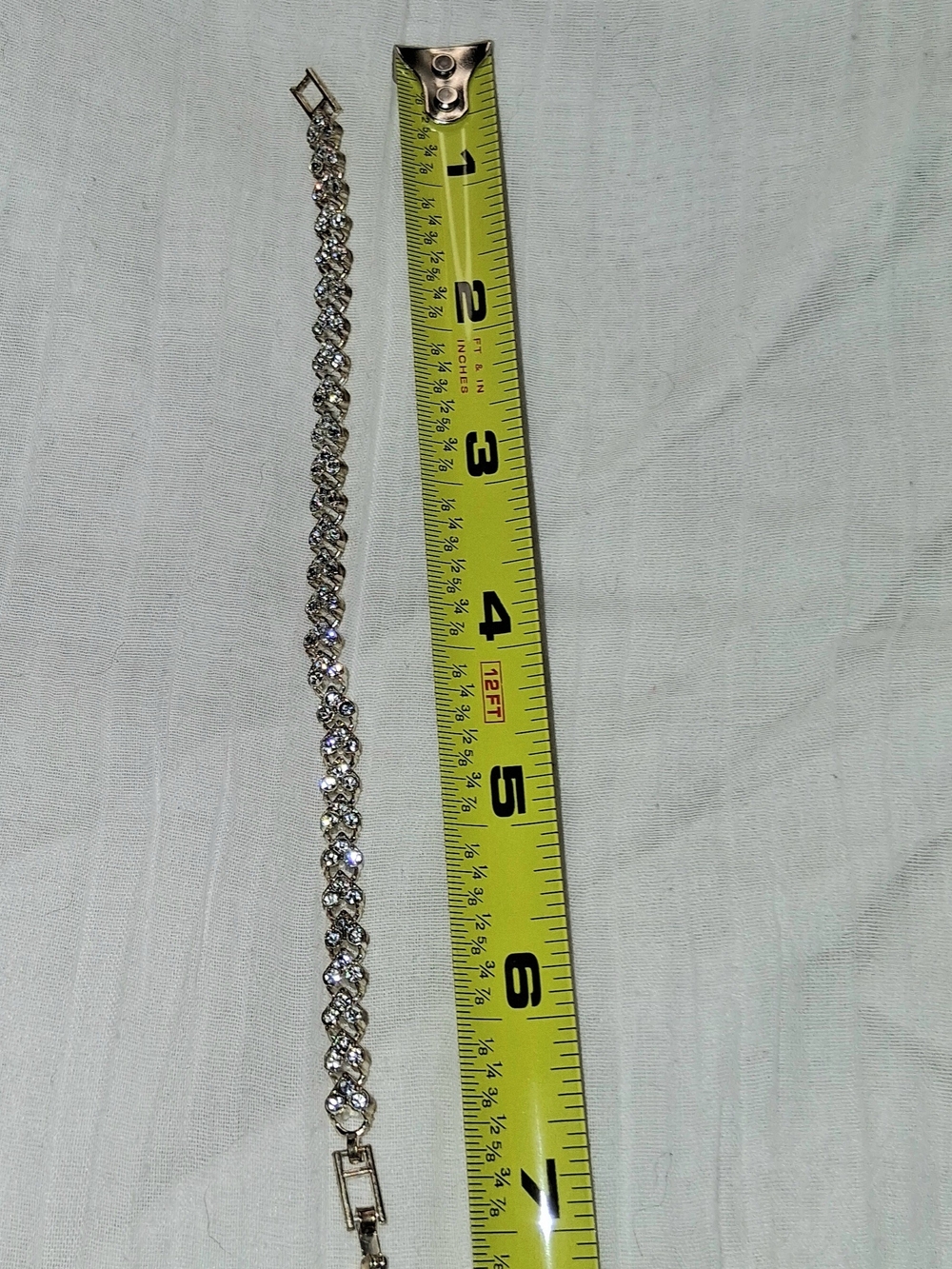 Silver-Tone Crystal Tennis Bracelet - Clear - Picture 5 of 5